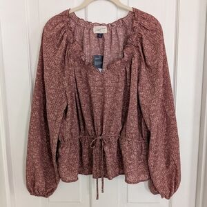 Universal Thread Womens Balloon Sleeve Top XTRA LARGE Peasant Boho Hippie Mauve